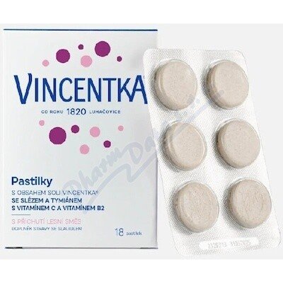 VINCENTKA Pastilky se slézem, tymiánem a vitamínem C+B2 18 ks – Hledejceny.cz