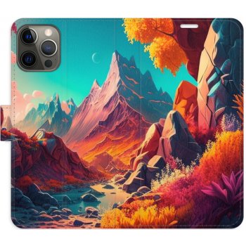 Pouzdro iSaprio Flip s kapsičkami na karty - Colorful Mountains Apple iPhone 12 / 12 Pro