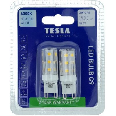 Tesla LED žárovka G9, 2W, 230V, 200lm, 4000K denní bílá, 2ks – Hledejceny.cz