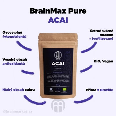 BrainMax Pure Acai BIO prášek 100 g – Zboží Mobilmania