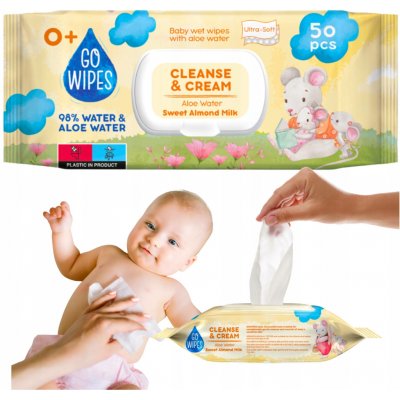 GoWipes Dětské vlhčené ubrousky s Aloe vodou a mandlovým mlékem 50 ks – Hledejceny.cz