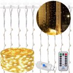 SPRINGOS LED Nano světelný závěs 2x2m 200LED 8 funkcí ovladač USB IP44 teplá bílá – Zboží Dáma
