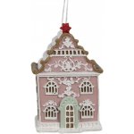 Růžová závěsná vánoční ozdoba perníková chaloupka Gingerbread - 6*4*9 cm - Clayre & Eef – Hledejceny.cz