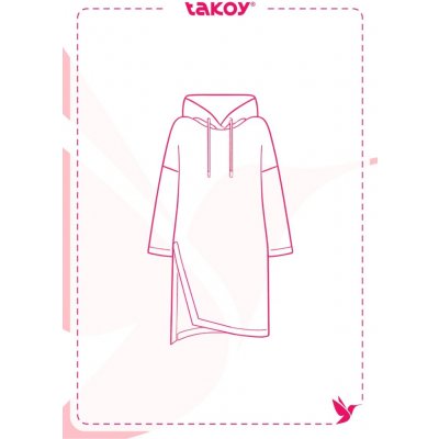 Takoy Střih PDF dámské asymetrické teplákové šaty Brianna-48-54 – Zboží Mobilmania