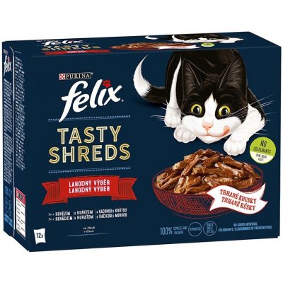 Felix Tasty Shreds mix lahodný výběr ve šťávě 12 x 80 g