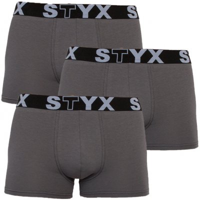 Styx 3Pack pánské boxerky sportovní guma nadrozměr tmavě šedé