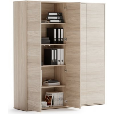 Block Kancelářská spisová skříň, 4x dveře, 1600 x 400 x 1748 mm, dub přírodní – Sleviste.cz