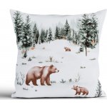 MKLuzkoviny.cz Vánoční bavlna Renforcé Medvědi v zimě 40 x 40 cm – Sleviste.cz