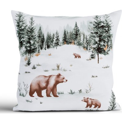 MKLuzkoviny.cz Vánoční bavlna Renforcé Medvědi v zimě 40 x 40 cm – Sleviste.cz