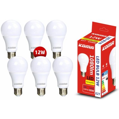 KOMA Sada 6ks LED žárovek E27 12W, 230V, 1080lm, 20000h, 6500K studená bílá