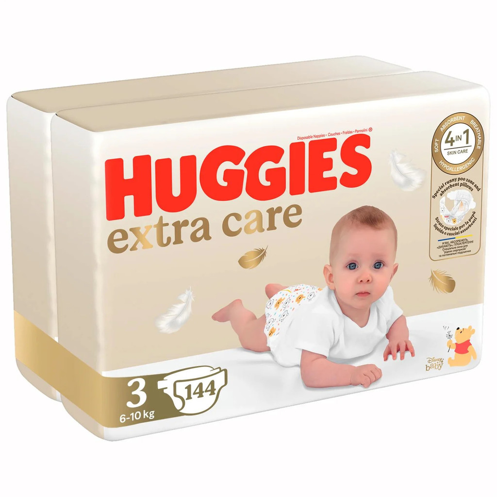 HUGGIES 2x Extra Care 3 6-10 kg 144 ks