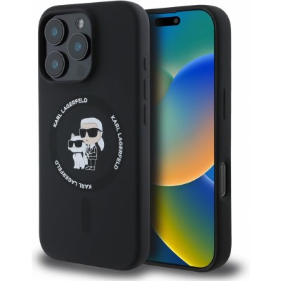 Karl Lagerfeld Liquid Silicone Karl and Choupette MagSafe Zadní pro iPhone 16 Pro Black – Zboží Živě