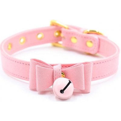 LateToBed BDSM Line Golden Kitty Cat Collar with Bell Pink – Zboží Mobilmania