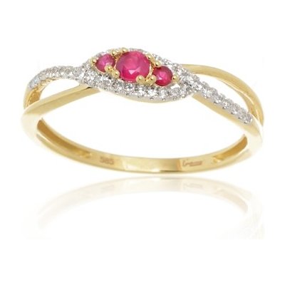 L'amour DiamondsZlatý prsten s rubíny a diamanty CR7082RBY