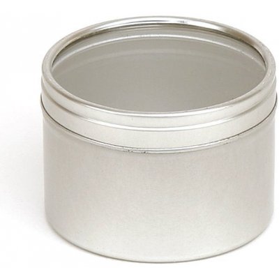 Stříbrná kulatá plechovka 48x30 mm s průhledným víčkem bez závitu 50 ml – Zbozi.Blesk.cz