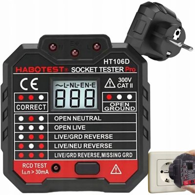 Habotest HT106D socket tester with digital display – Sleviste.cz