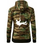 Visící horolezec dámská mikina trendy zipper s kapucí Hnědý maskáč – Zboží Dáma
