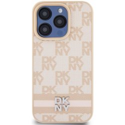 DKNY PU Leather Checkered Pattern and Stripe pro iPhone 15 Pro Pink DKHCP15LPCPTSSP