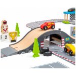 Bigjigs Rail Dřevěná autodráha závodní den – Zboží Dáma