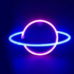 Aca Lighting Neonová lampička Saturn 3× AA baterie USB kabel IP20 modrá a růžová barva – Hledejceny.cz