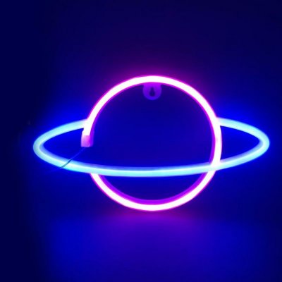 Aca Lighting Neonová lampička Saturn 3× AA baterie USB kabel IP20 modrá a růžová barva – Hledejceny.cz