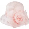 Klobouk Biju dámský klobouk T23-20 s ozdobnou velkou růží 9001628-2 růžový