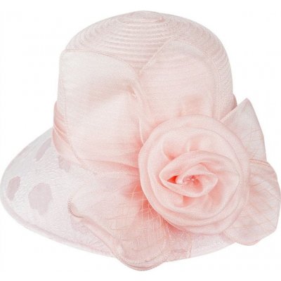 Biju dámský klobouk T23-20 s ozdobnou velkou růží 9001628-2 růžový