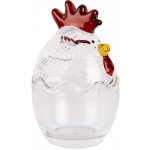 Clayre & Eef Bílá skleněná dóza s víkem ve tvaru slepičky Chicken Ø 6*9 cm – Hledejceny.cz
