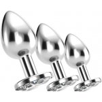 Crushious Bijou anální šperky průhledné sada 3 kovových análních kolíků – Zboží Dáma