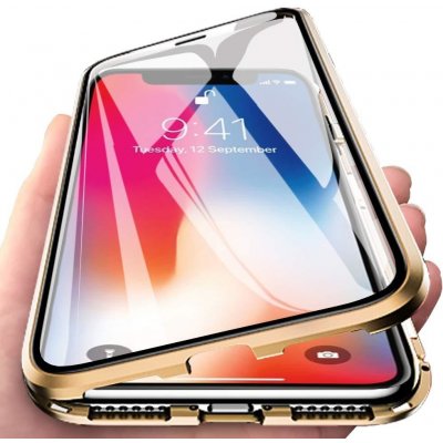 Pouzdro Beweare Magnetické oboustranné s tvrzeným sklem iPhone 13 Pro - zlaté