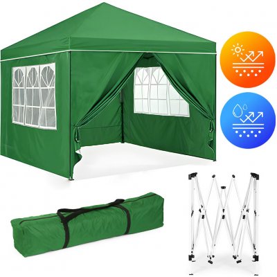 MultiGarden PAW-3X3-A-4W-GR Zahradní party stan 3x3 m zelený s nůžkovou konstrukcí + 4 boční stěny – Sleviste.cz