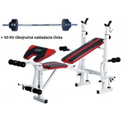 Spartan Bench lavice s bicepsovým pultem + 50 kg nakládací obouruční činka – Hledejceny.cz