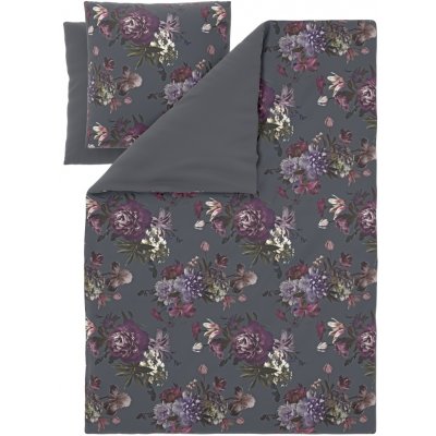 Livarno povlečení z mikrovláknitého saténu květiny/šedá 140x200 70x90 – Sleviste.cz