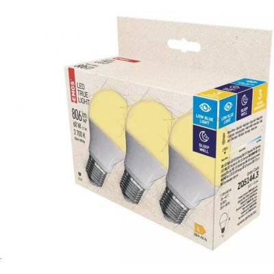 Emos lED žárovka True Light A60 E27 7,2 W 60 W 806 lm teplá bílá