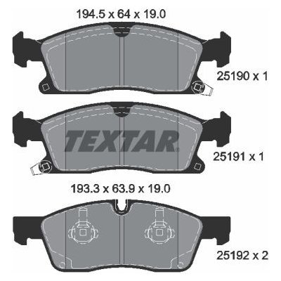 2519002 TEXTAR Sada brzdových destiček, kotoučová brzda | Zboží Auto