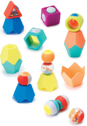 INFANTINO Sada senzorických hraček Míčky kostky & kelímky