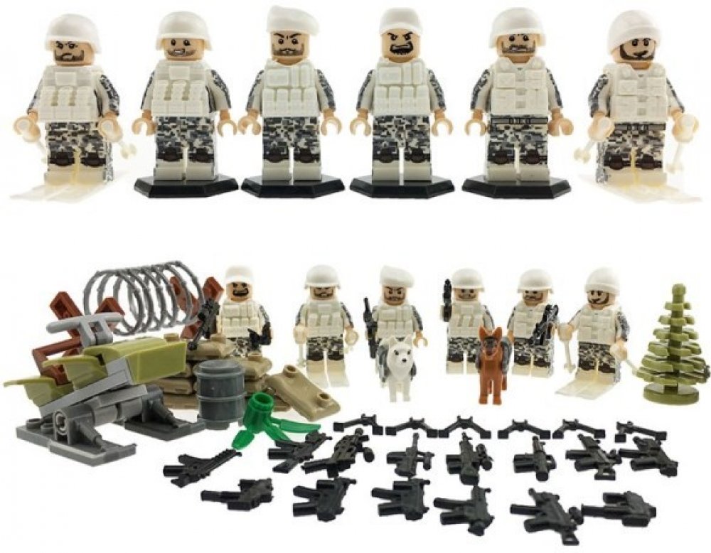 Figurky / Minifigurky vojáci německá armáda zimní maskování LEGO  kompatibilní sada 10ks + příslušenství a zbraně | Srovnanicen.cz