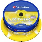 Verbatim DVD+RW 4,7GB, 6x, SERL, spindle, 25ks (43489) – Zboží Živě