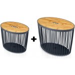 Prosperplast Set 2 univerzálních oválných košů s bambusovými víky CLUBO 30+55l antracit – Zboží Mobilmania