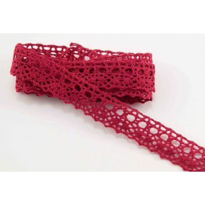 Bavlněná paličkovaná krajka - jemné zboubky - malinová - šířka 1,5cm – Hledejceny.cz