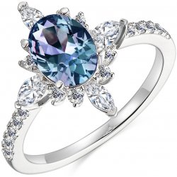 Royal Fashion stříbrný pozlacený prsten Alexandrit DGRS0016 WG