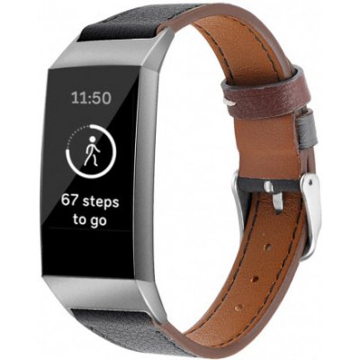 BStrap Leather Italy Small řemínek na Fitbit Charge 3 / 4, black SFI006C01 – Hledejceny.cz