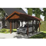 SKAN HOLZ Přístřešek na auto Wallgau 380 x 600 cm ořech – Sleviste.cz