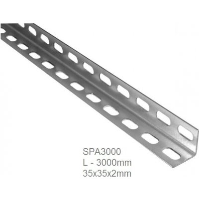 Kovoinox Děrovaný úhelník L-3000, 35 x 35 x 2 mm, pozinkovaný, vhodný pro montáž vodicí lišty garážových pohonů, cena za 3000 mm – Sleviste.cz