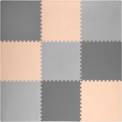 Ricokids Pěnová podložka na puzzle 180x180cm 9 ks šedá broskvová – Zboží Dáma