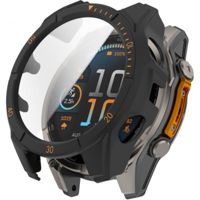 PROTEMIO 93771 LUNET FULL COVER Plastový kryt se sklem pro Garmin Fenix 8 AMOLED 43mm BLACK ORANGE – Zbozi.Blesk.cz