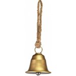 Harasim Kovový zvonek zlatý s patinou na jutovém provaze 23x23,5 cm – Zboží Mobilmania