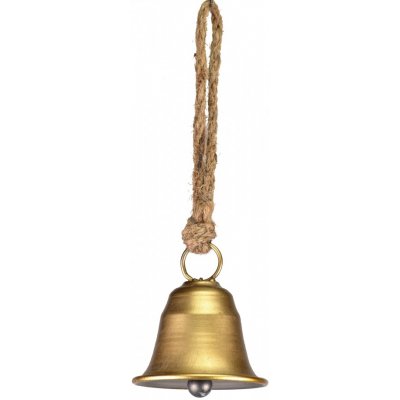 Harasim Kovový zvonek zlatý s patinou na jutovém provaze 23x23,5 cm – Zboží Mobilmania