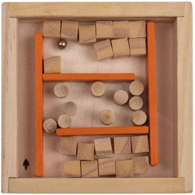 Dřevěný mini motorický labyrint s kuličkou Oranžová – Zboží Mobilmania
