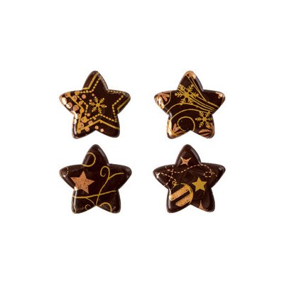 Čokoládová dekorace - HVĚZDY S POTISKEM (zlaté) / 10 kusů – Zboží Dáma